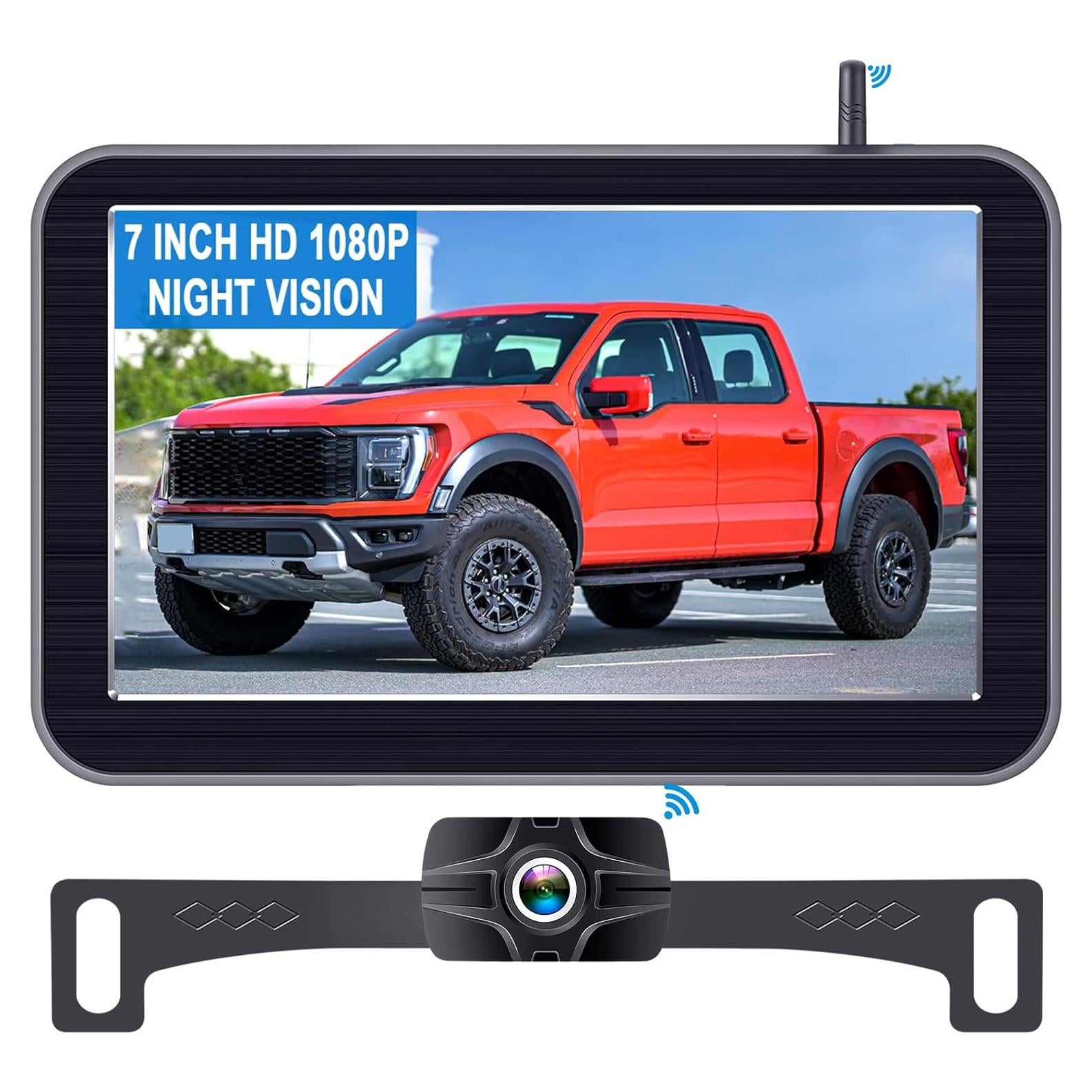 Cámara de Respaldo Inalámbrica 7" LeekooLuu HD 1080P IP69