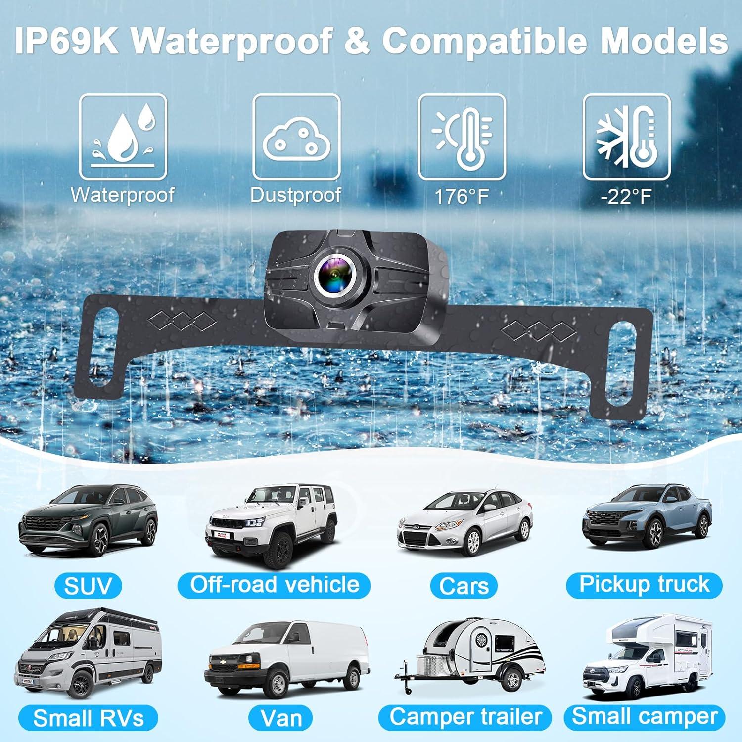 Cámara de Respaldo Inalámbrica 7" LeekooLuu HD 1080P IP69