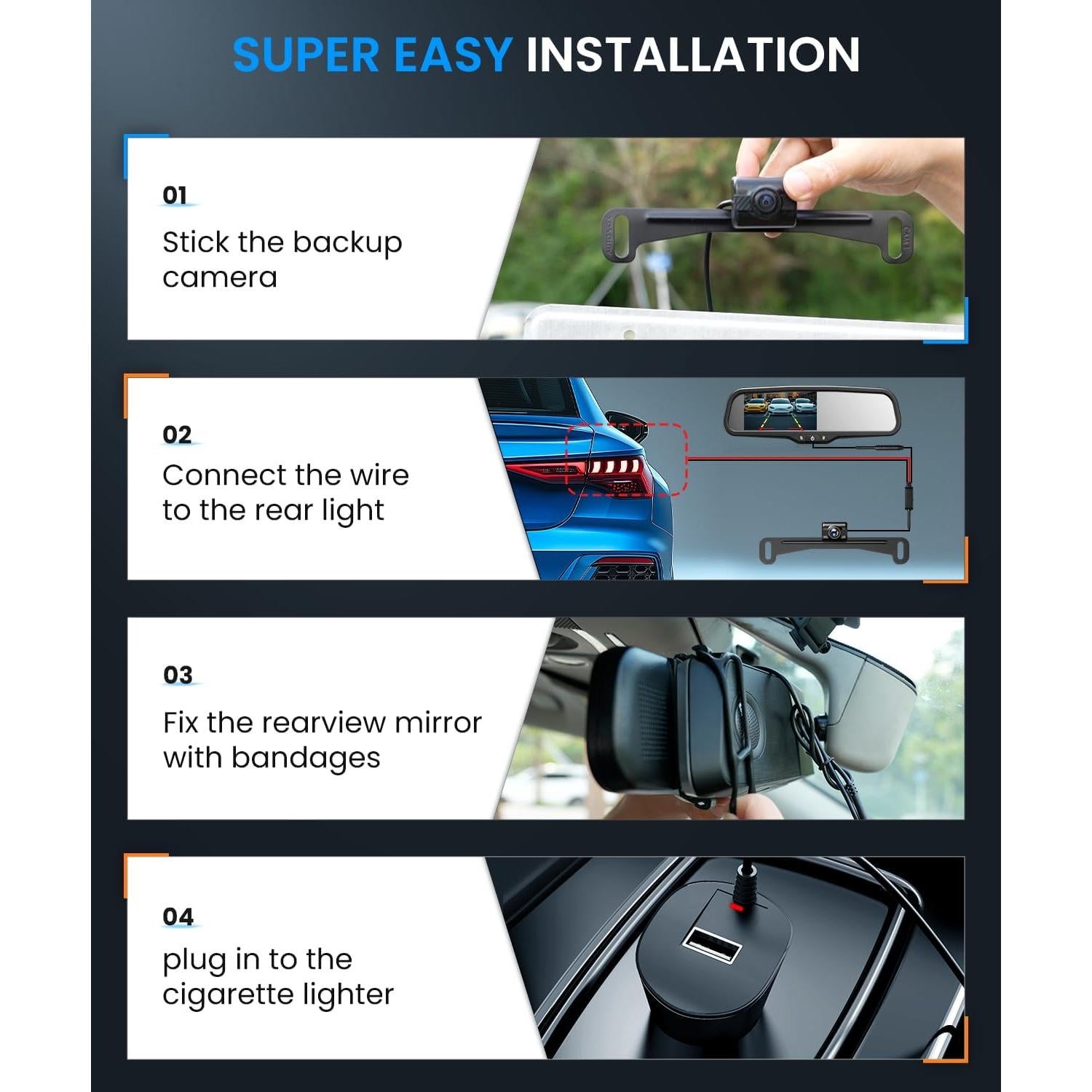 Cámara de Respaldo Inalámbrica AUTO-VOX T1400AW HD 4.3"