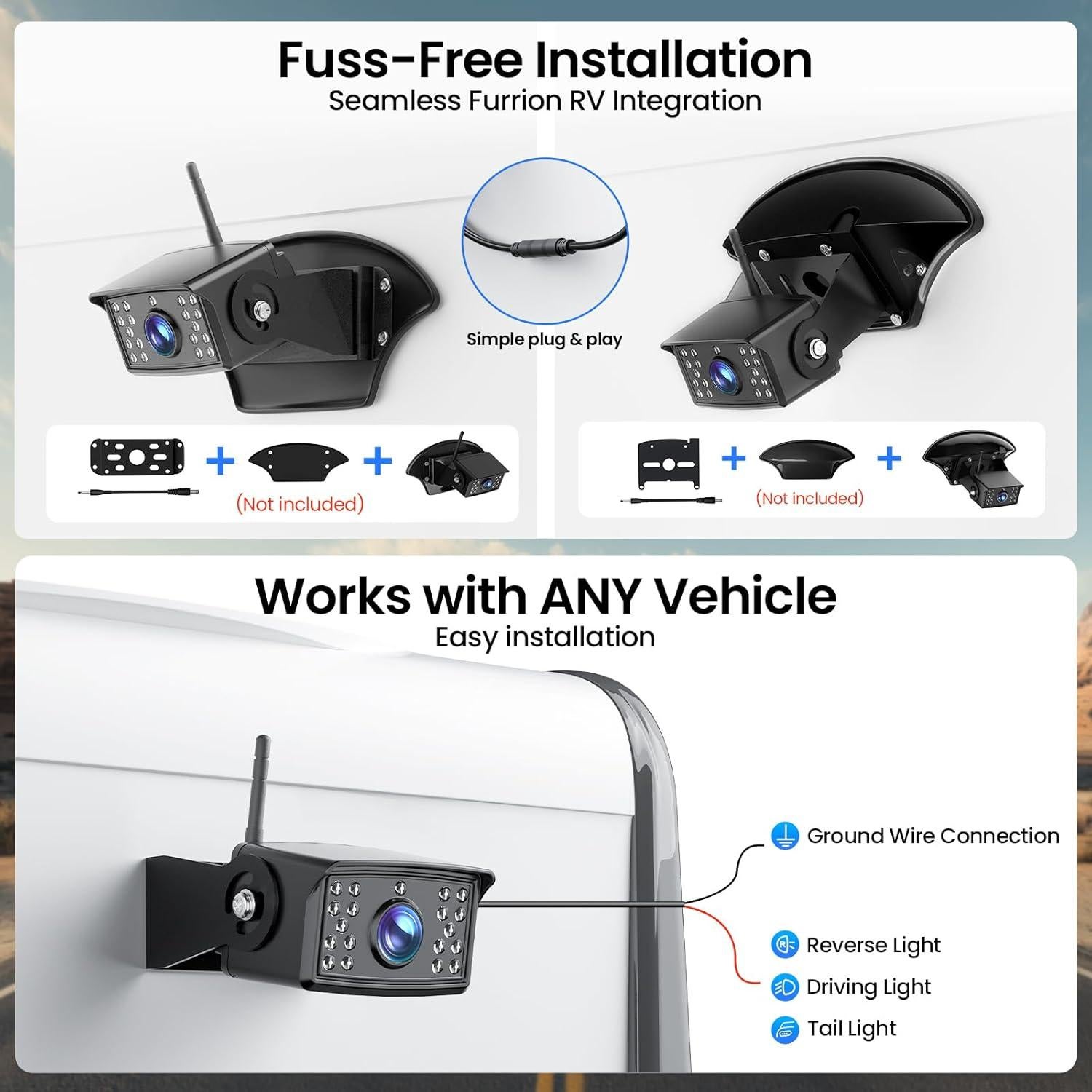 Cámara de Respaldo Inalámbrica TEXCERLLON 1080P con AI