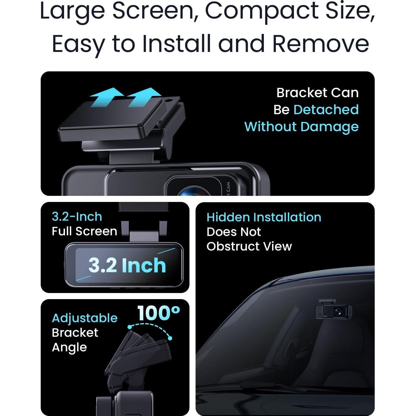 Cámara Dash 4K COOLCRAZY N7 con GPS y WiFi, Pantalla 3.2"