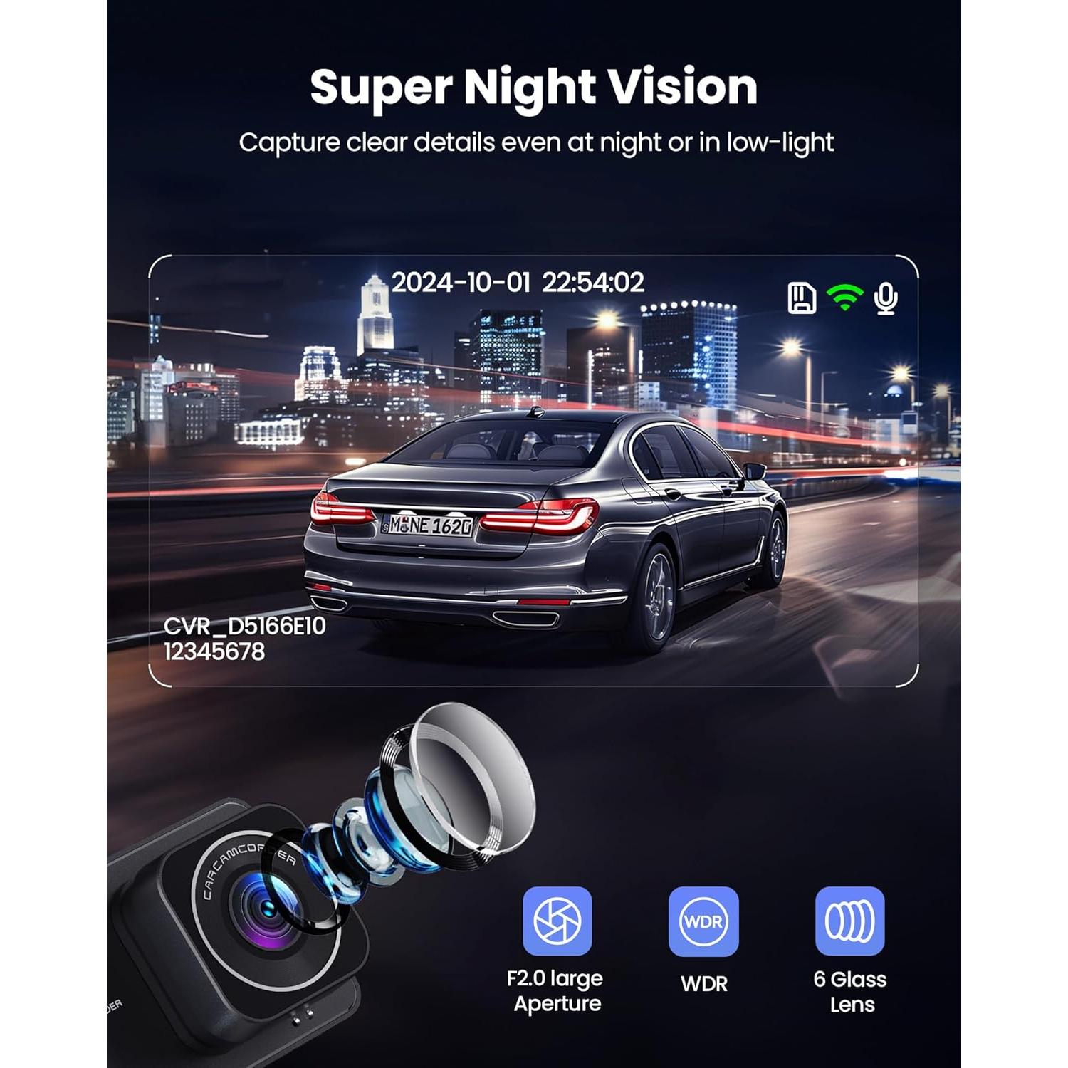 Cámara de Tablero M16 4K Frontal + 2K Trasera WiFi 32GB