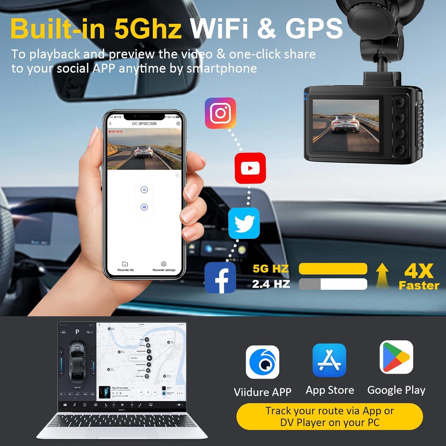 Cámara de tablero dual 4K Wanlipo A13 con GPS y WiFi