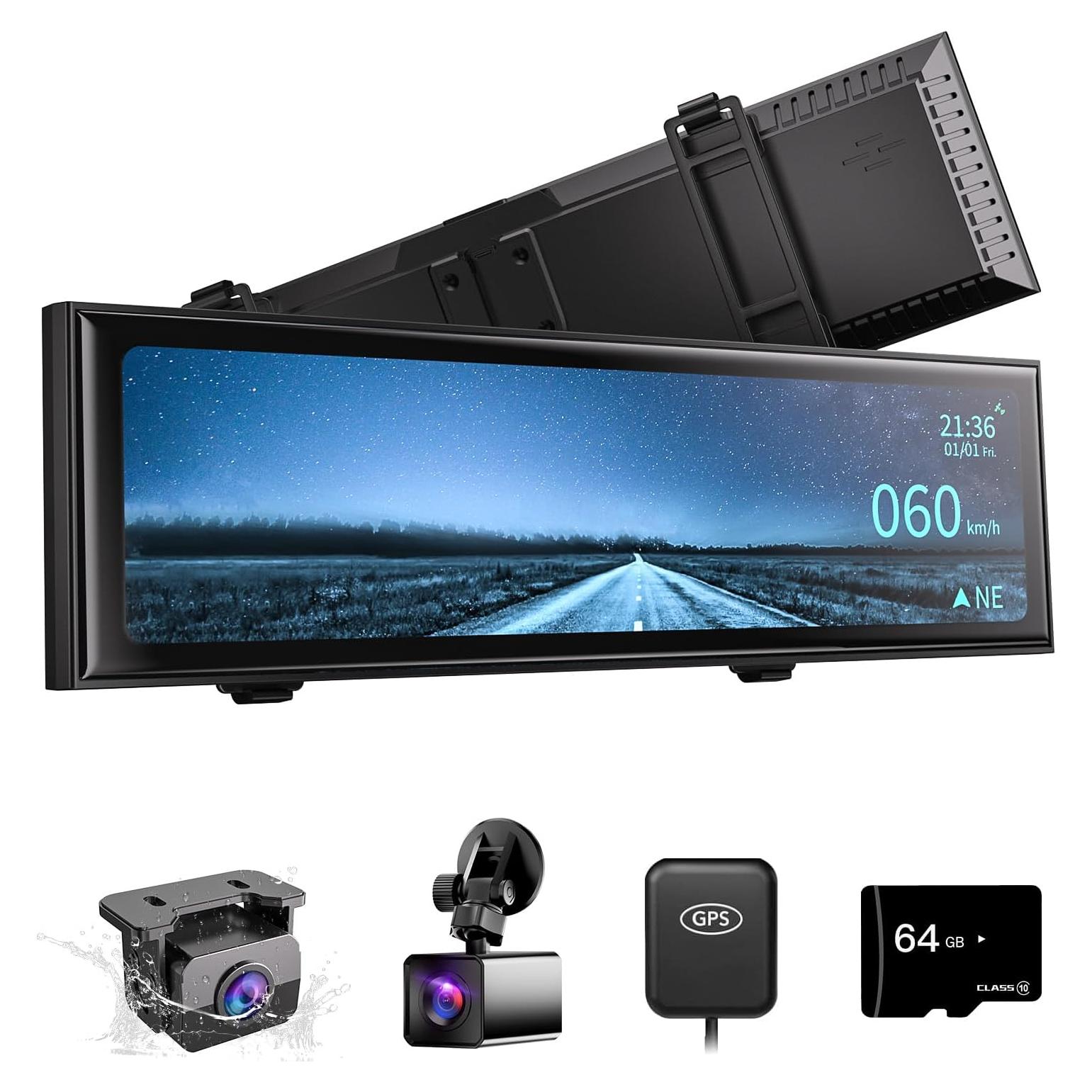 Cámara de Espejo Retrovisor AKEEYO NV-X 12" con GPS y Visión Nocturna