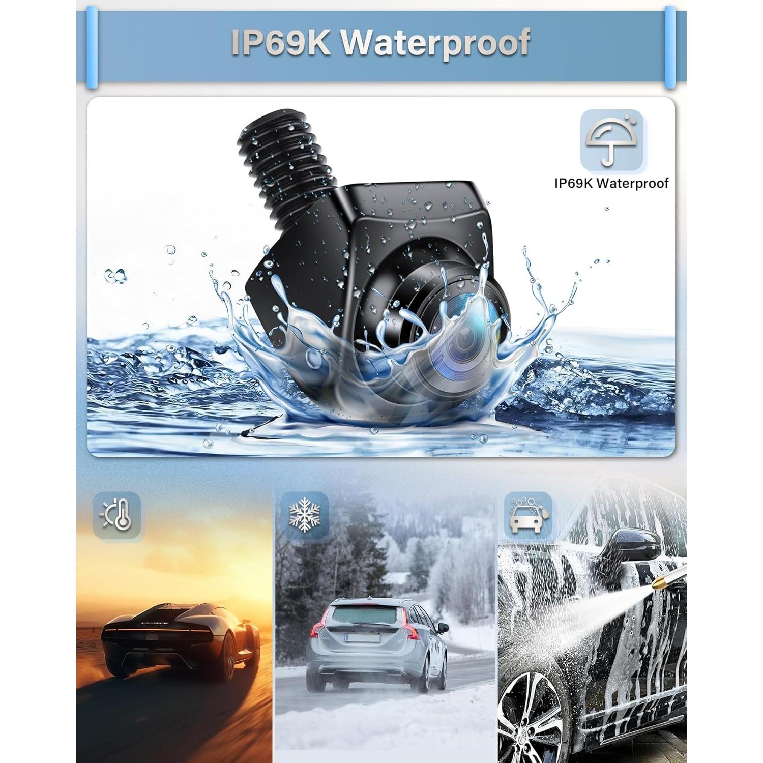 Cámara de Respaldo AHD 1080P Jansite 170° Rotatable IP69K