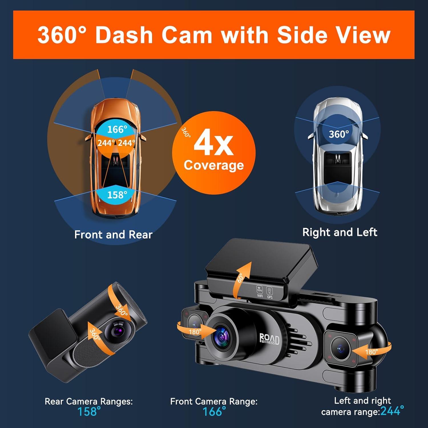 Cámara Dash 4K 360° Roadwitness con GPS y WiFi 128GB