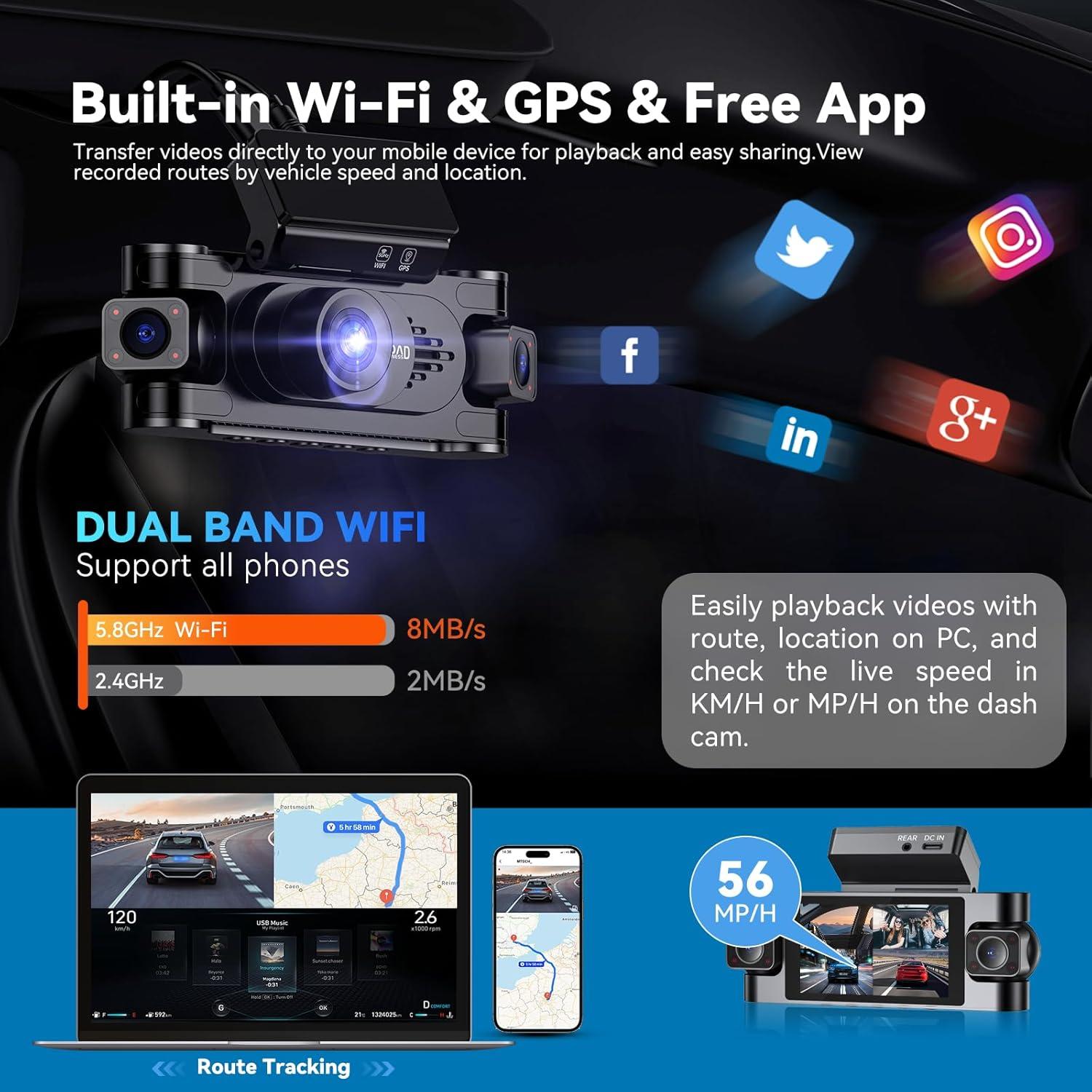 Cámara Dash 4K 360° Roadwitness con GPS y WiFi 128GB