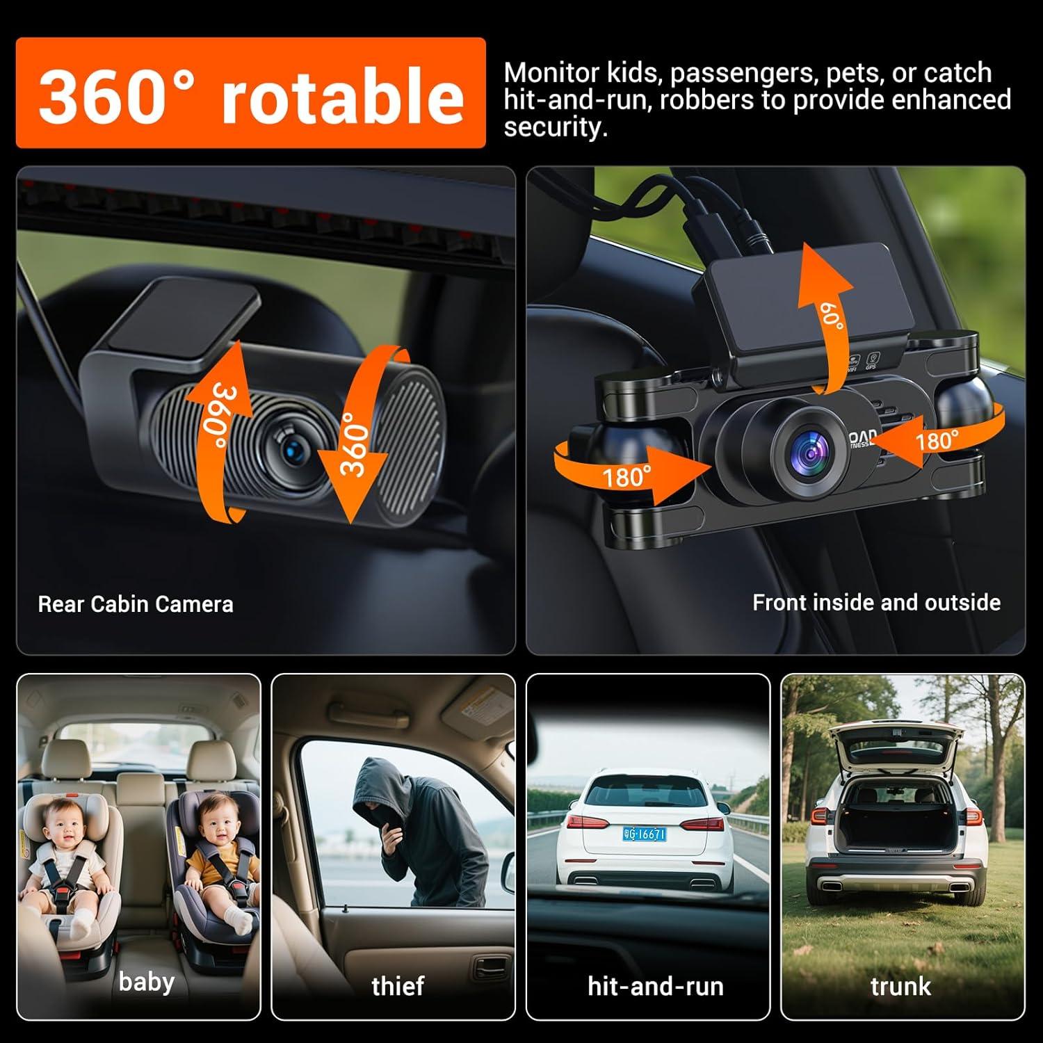 Cámara Dash 4K 360° Roadwitness con GPS y WiFi 128GB