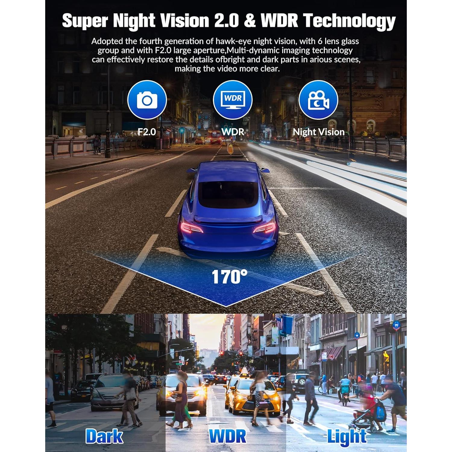Cámara de tablero 4K Azacvb con visión nocturna y 32GB
