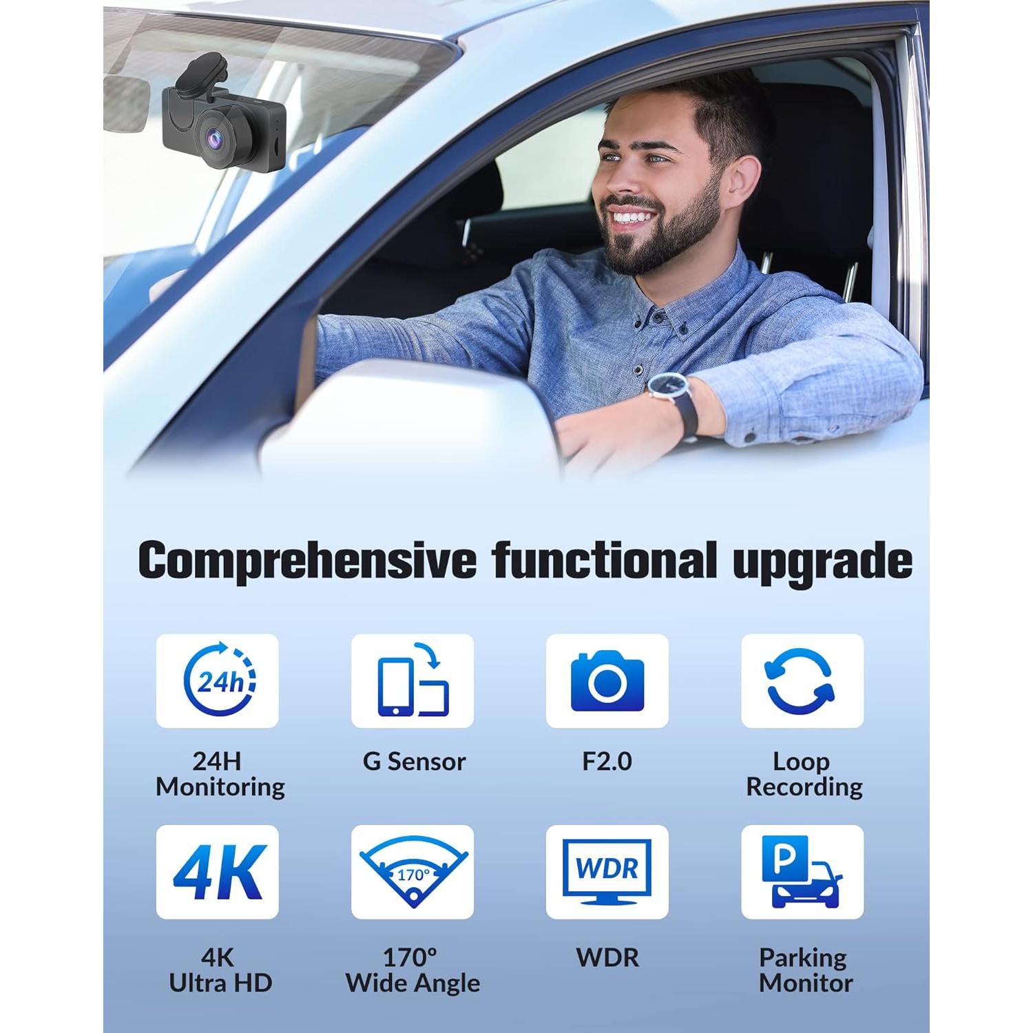 Cámara de tablero 4K Azacvb con visión nocturna y 32GB