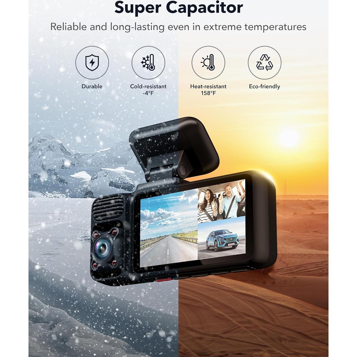 Cámara de Salpicadero REDTIGER F17 4K Triple 2160P+1080P GPS