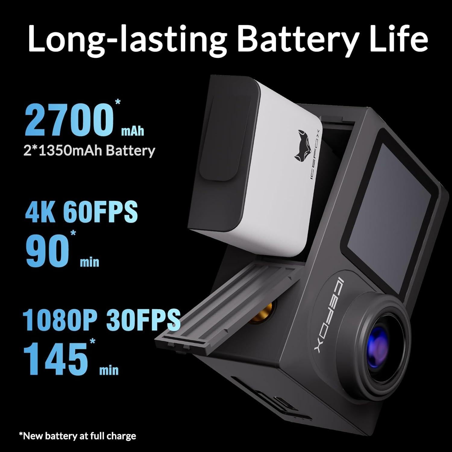 Cámara de acción Icefox 4K 60FPS 20MP impermeable EIS