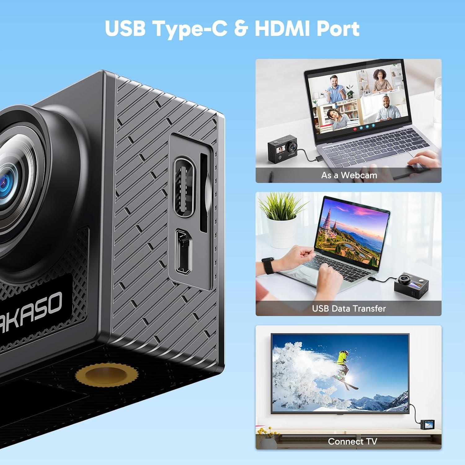 Cámara de Acción AKASO Brave 4 4K 30fps 20MP Impermeable