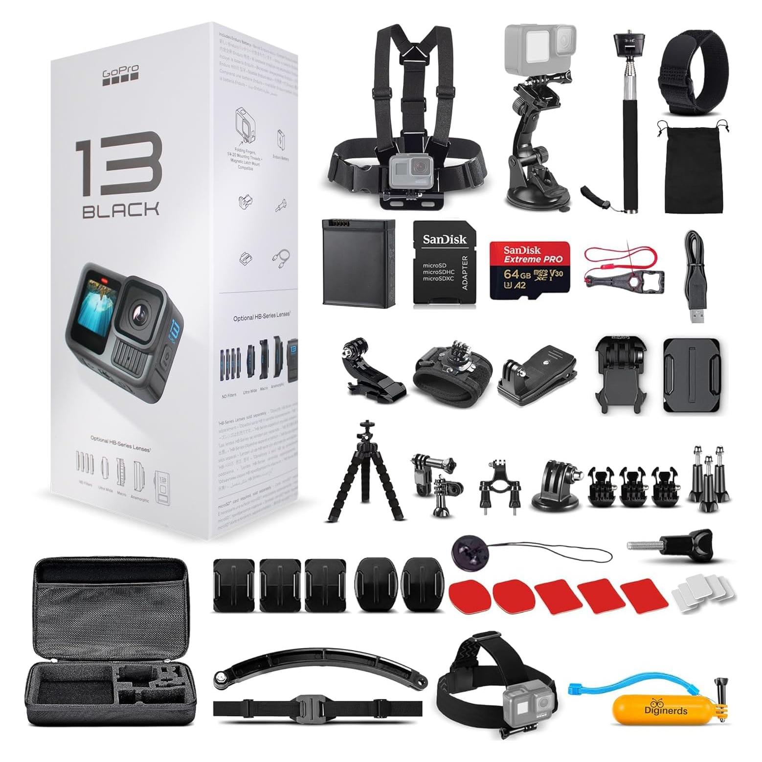 GoPro HERO13 Black - Cámara de Acción 5.3K, 27MP, Accesorios