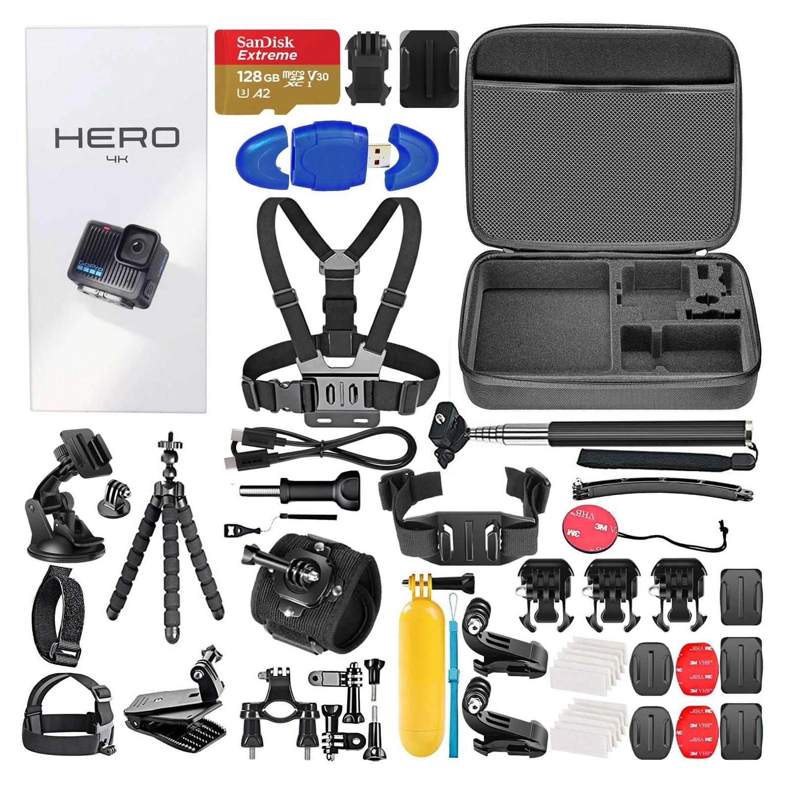 Cámara de Acción GoPro Hero 4K + Tarjeta 128GB + Accesorios