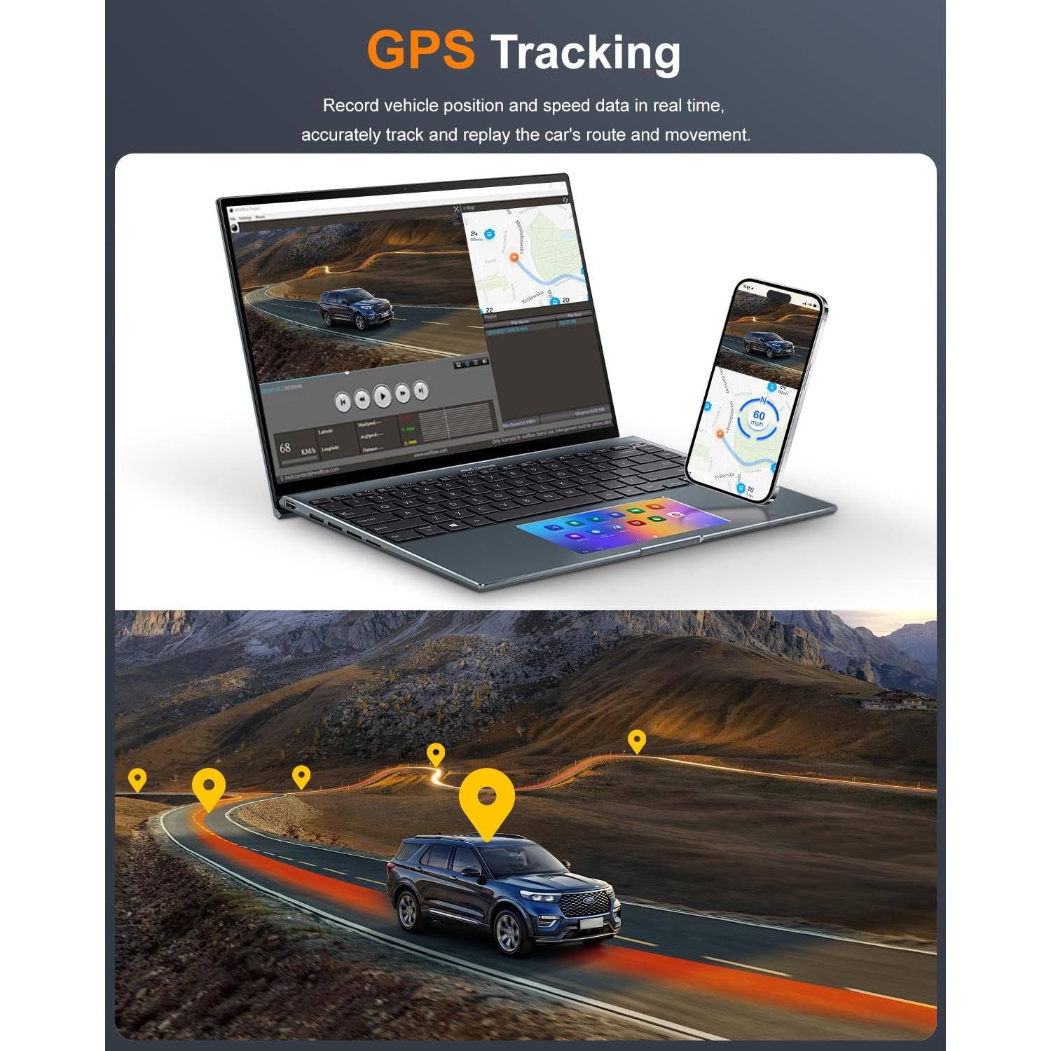 Cámara Dash Delantera y Trasera RENGAC Y600 4K+2K GPS WiFi