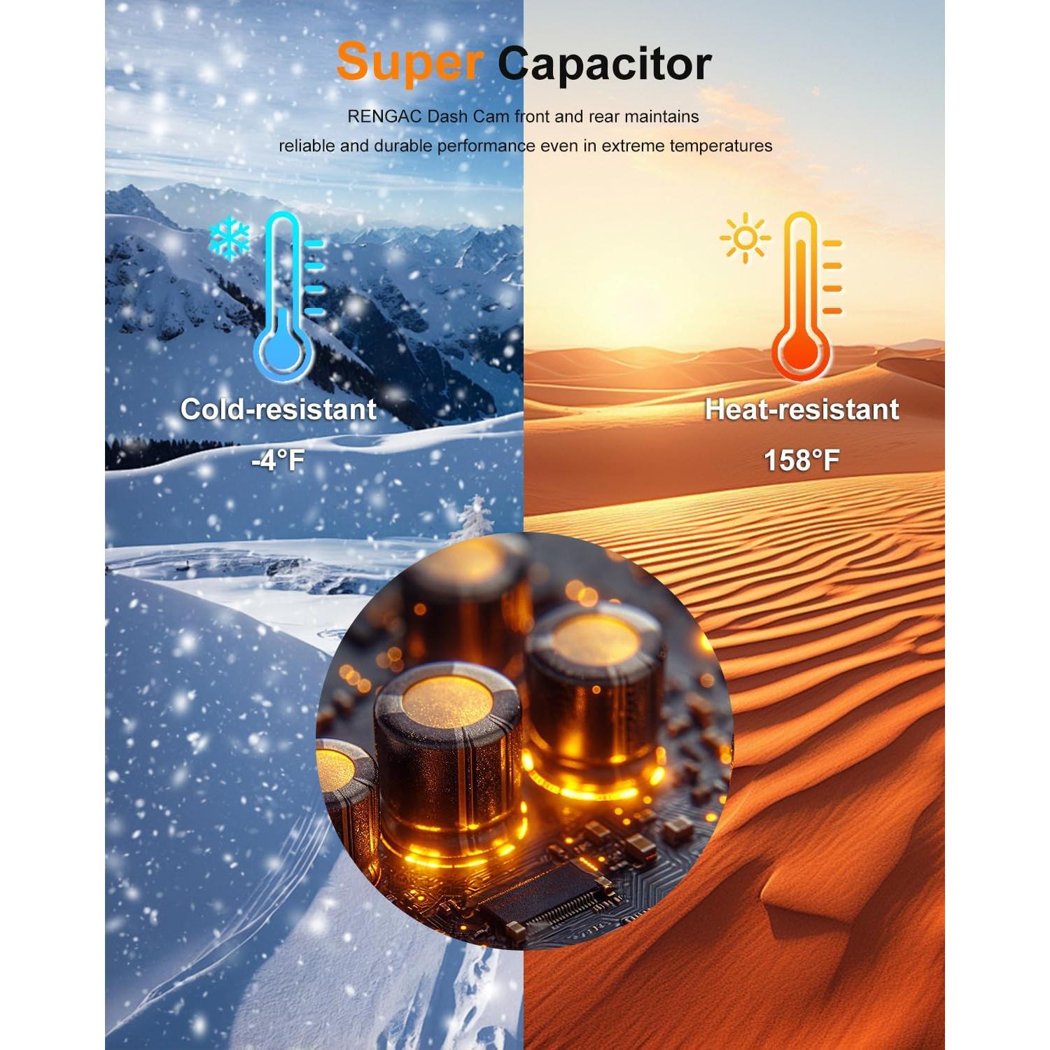 Cámara Dash Delantera y Trasera RENGAC Y600 4K+2K GPS WiFi