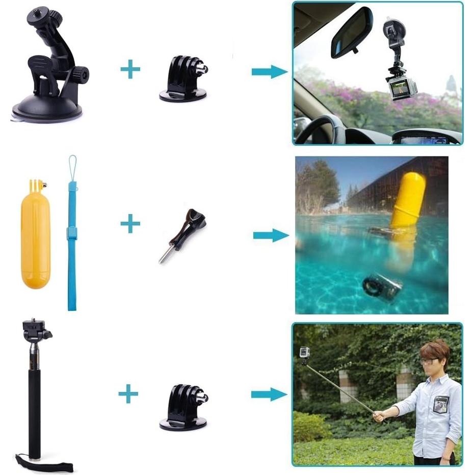 Kit de Accesorios para Cámara de Acción TEKCAM - Flotante y Ventosa