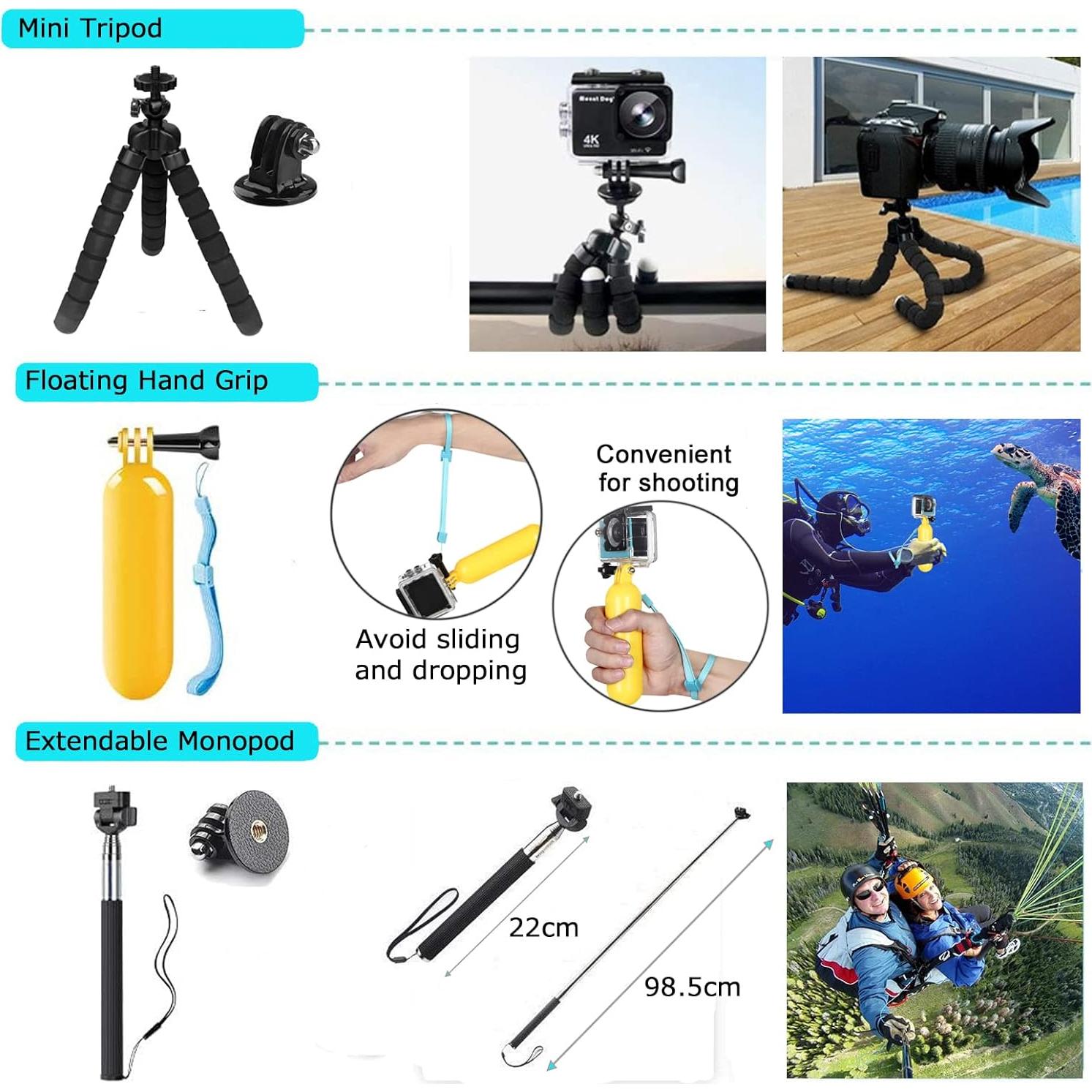 Kit de Accesorios para Cámara de Acción Bonvvie 50-en-1