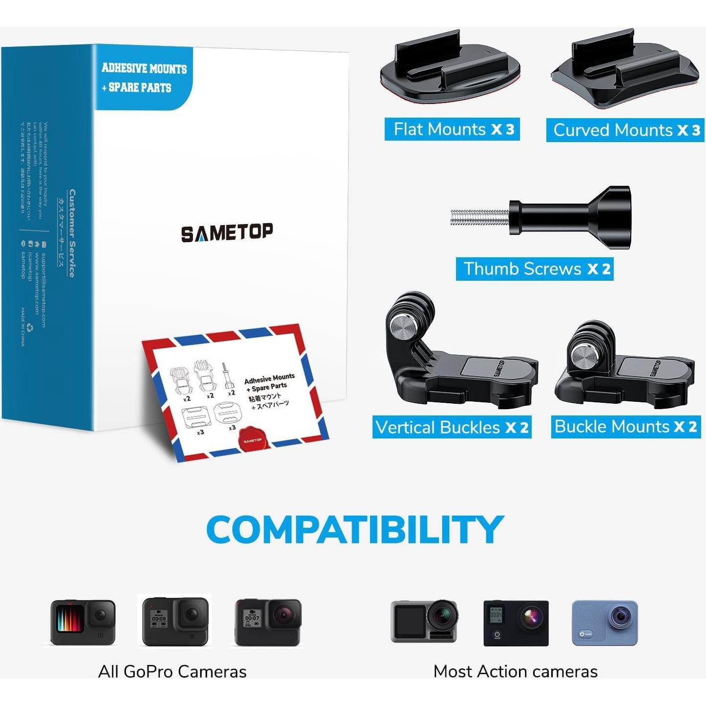 Kit de Montaje Adhesivo 12 en 1 Sametop para GoPro y DJI