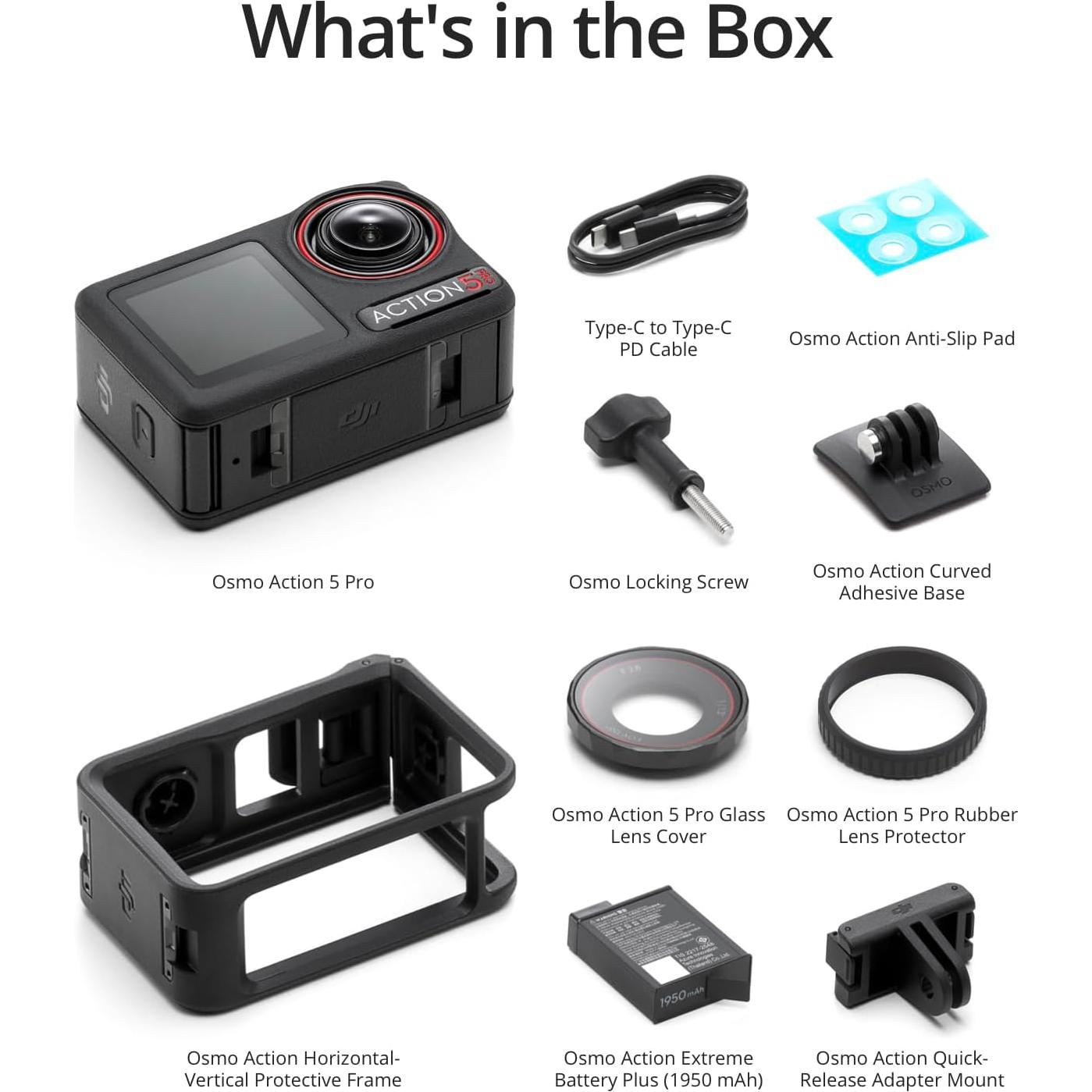 Osmo Action 5 Pro Standard Combo, Waterproof Action Camera with 1/1.3" Sensor, 4K/120fps Video, Subject Tracking, Stabilization, Dual OLED Touchscreens, Action Camera 4K Ideal for Sports, Vlog