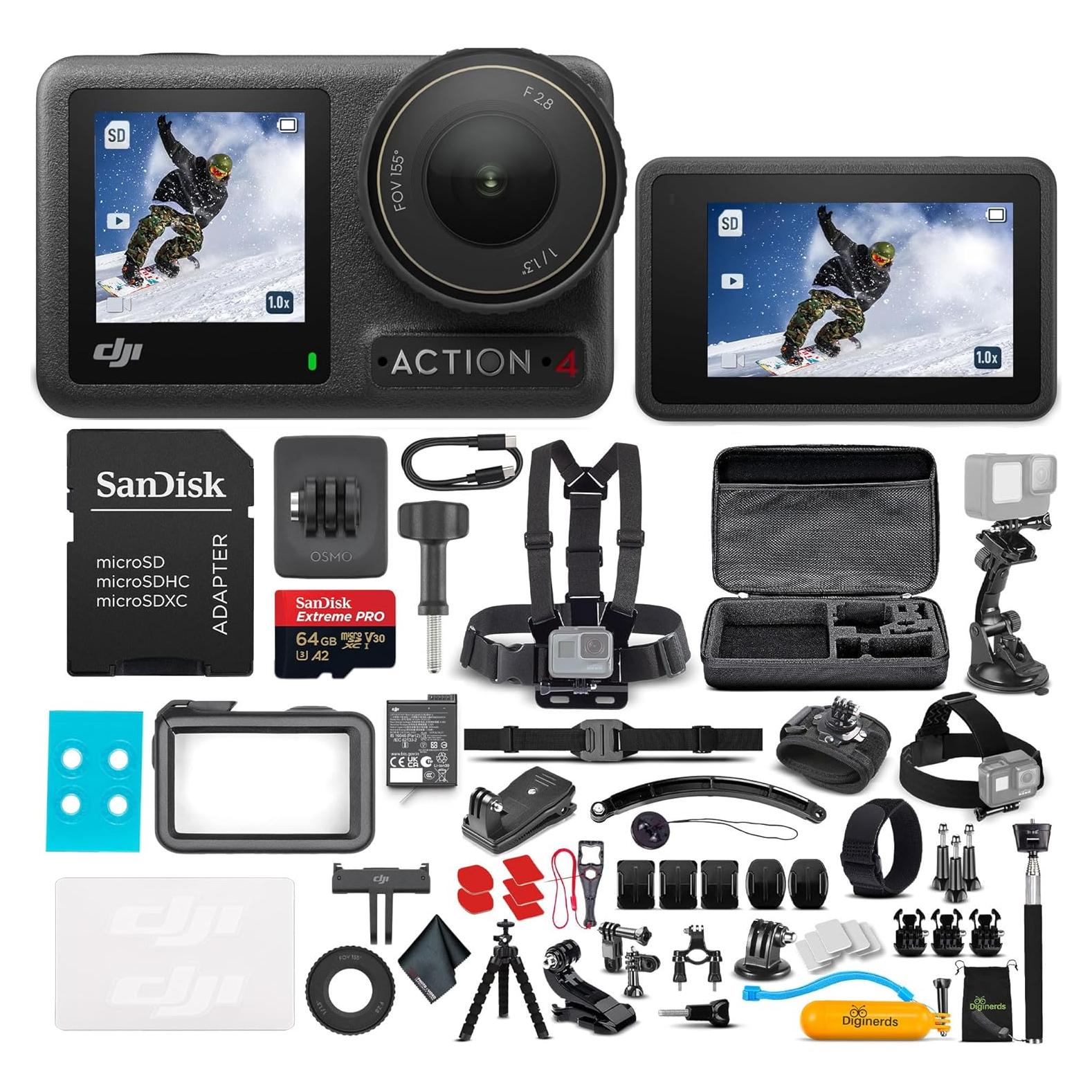 Cámara de Acción DJI Osmo Action 4 4K UHD + Accesorios 50 en 1