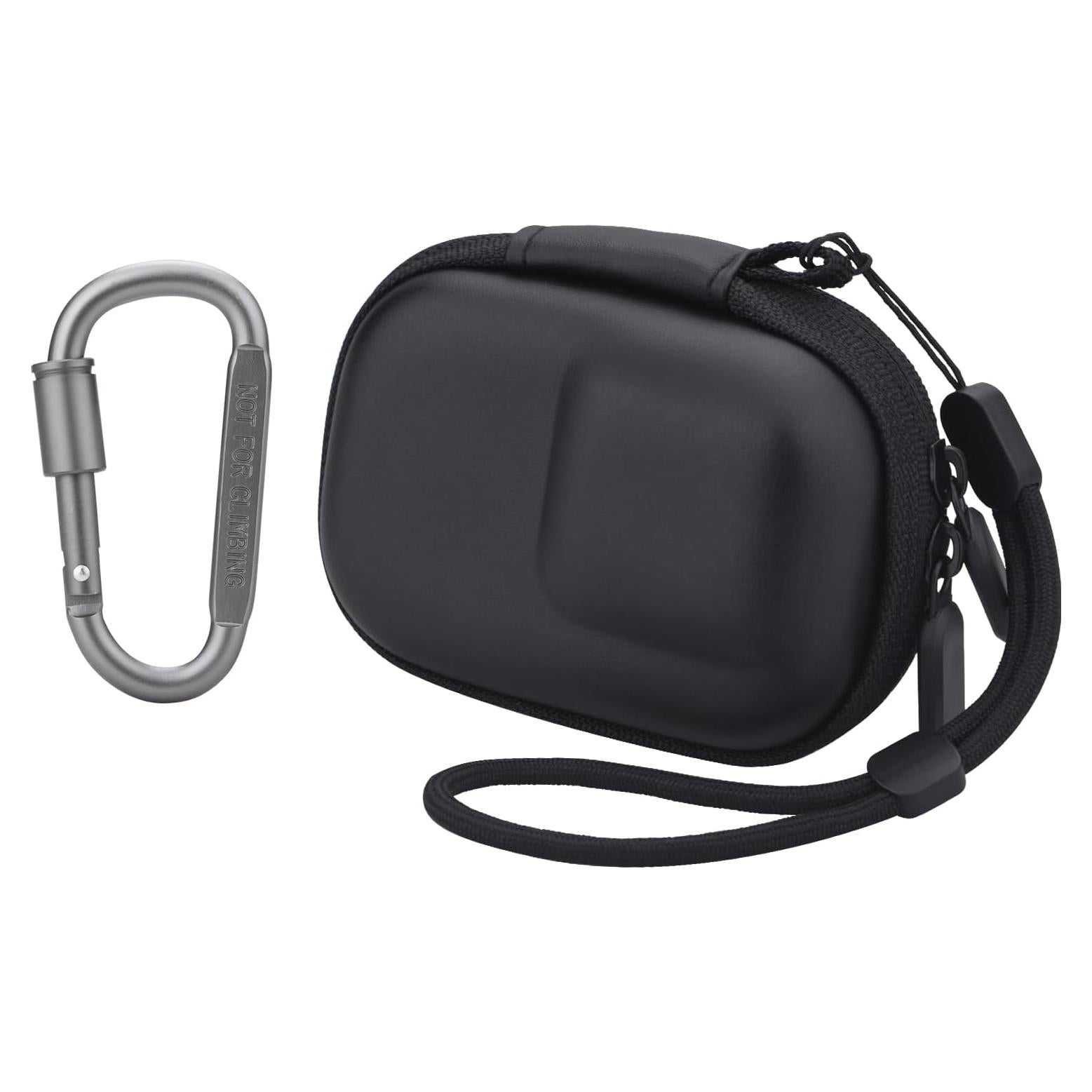 Carrying Case for DJI Osmo Action 5 Pro/6/4/3, Small Storage Bag for GoPro, PU Hard Travel Protector Case for Insta360 Ace/Ace Pro/2 with Wrist Strap & Carabiner Protective Accessories(Black)