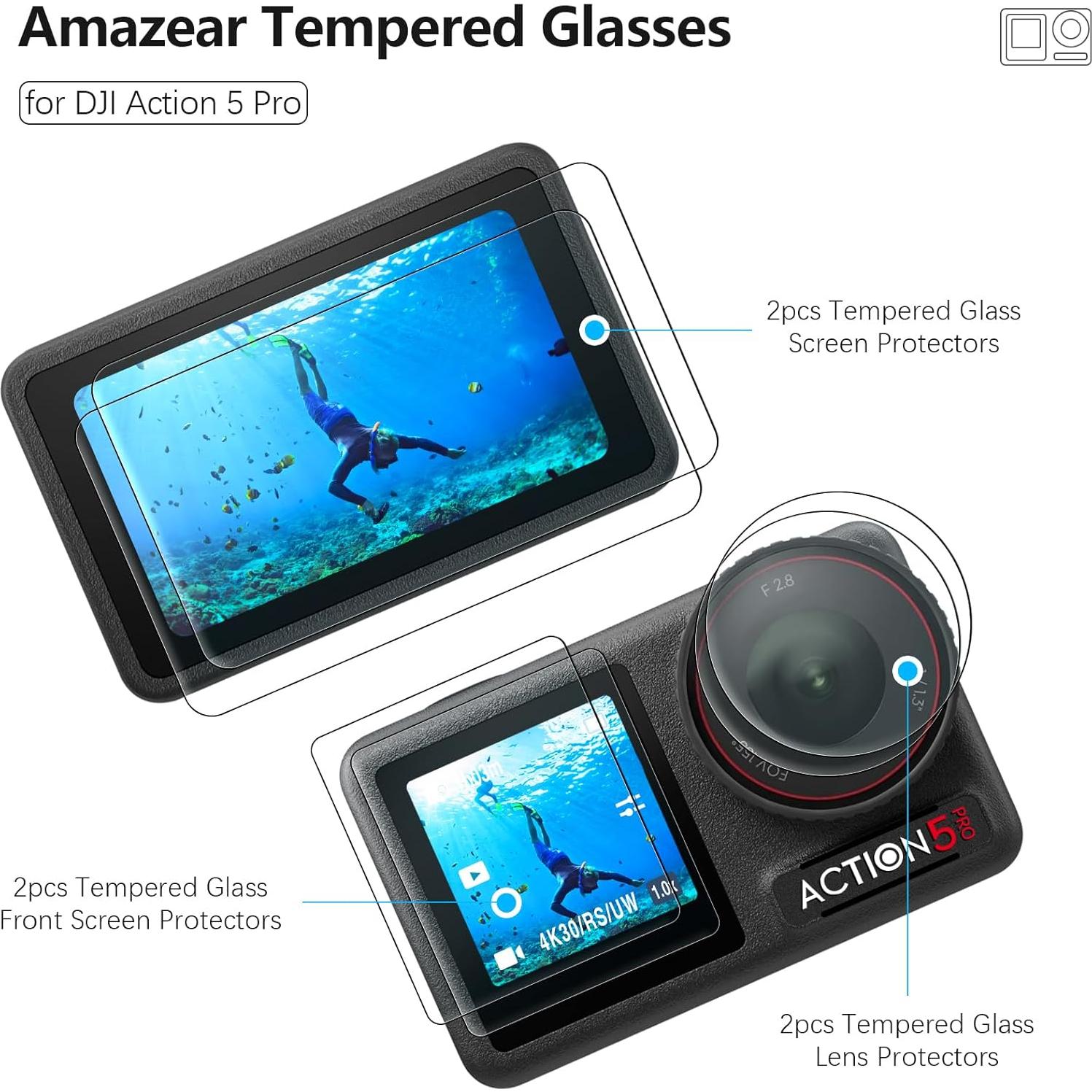 Protector de Pantalla y Lente DJI Osmo Action 5 Pro - Vidrio Templado 9H