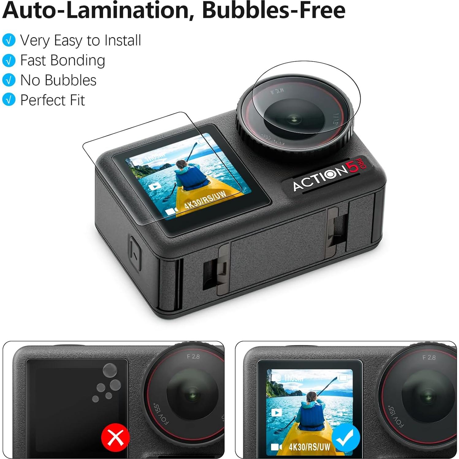 Protector de Pantalla y Lente DJI Osmo Action 5 Pro - Vidrio Templado 9H