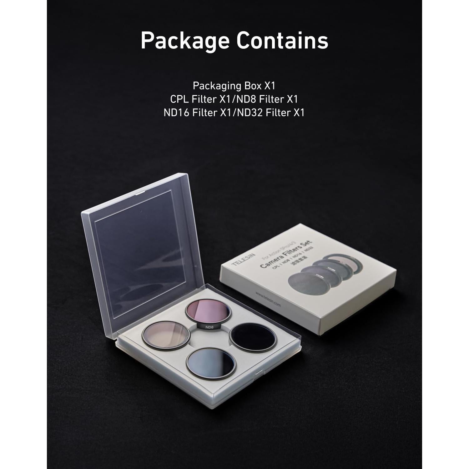 Juego de Filtros TELESIN CPL ND8 ND16 ND32 para DJI Action