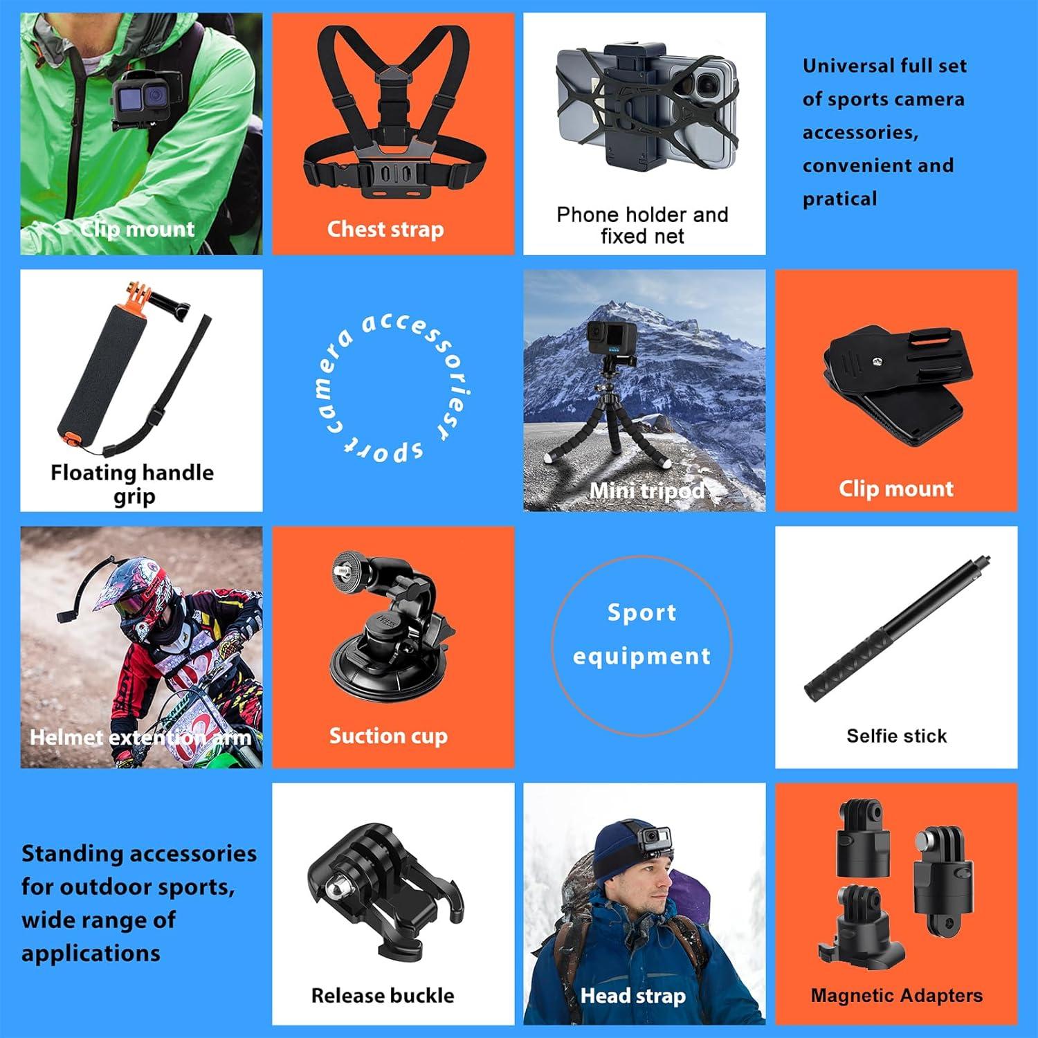 Kit de Accesorios 70 en 1 HONGDAK para Cámaras de Acción