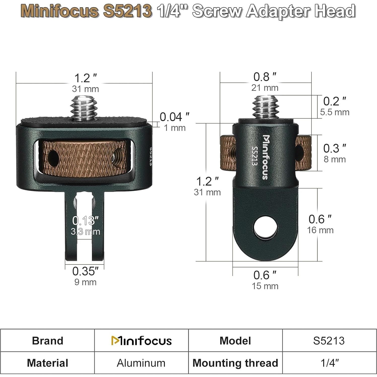 Adaptador de Montaje MINIFOCUS S5213 para GoPro y Cámaras