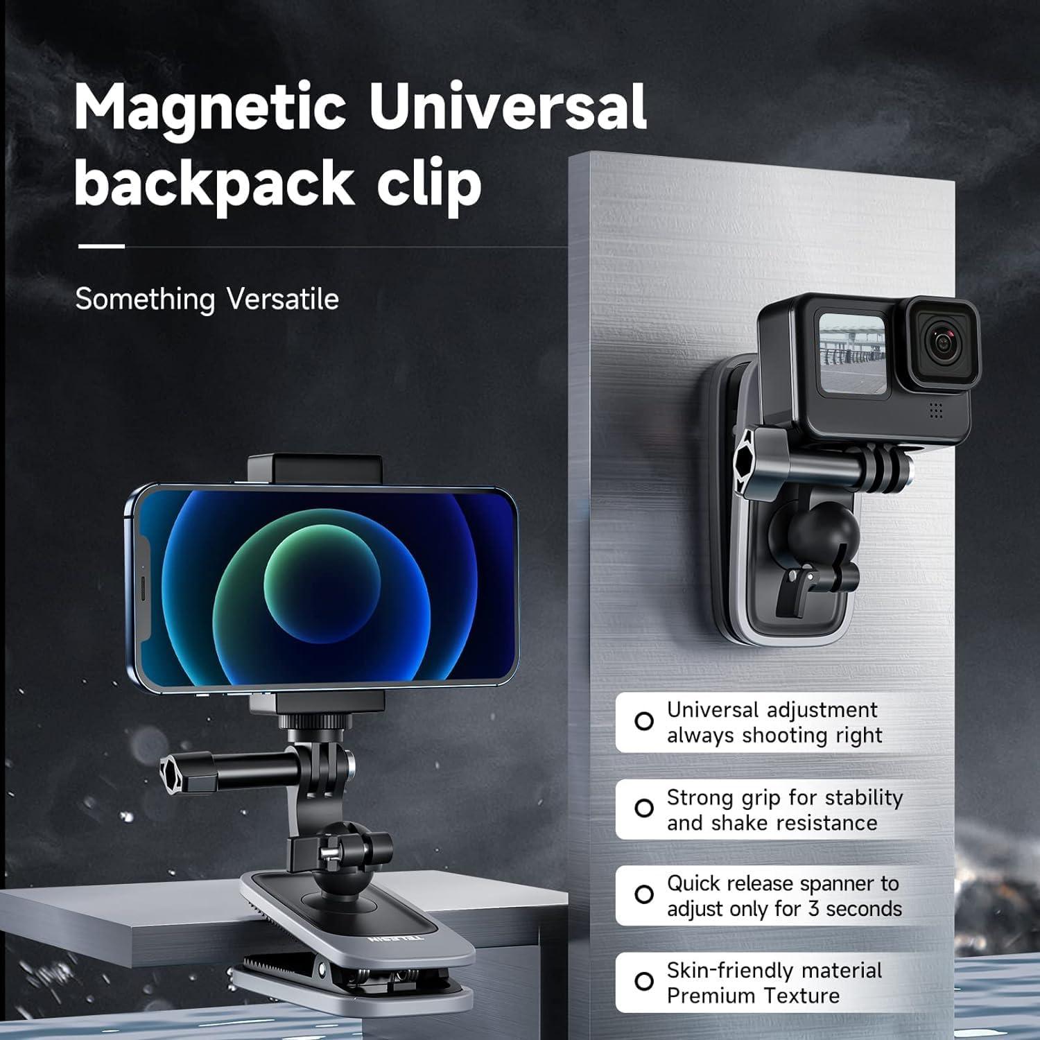 Soporte Magnético TELESIN para Mochila y Teléfono 360°