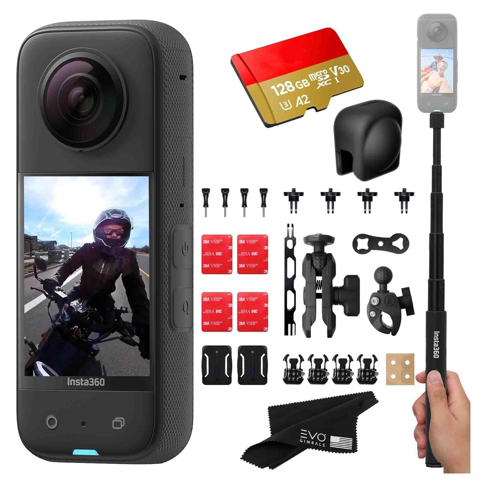 Cámara de acción 360 Insta360 X3 48MP 5.7K HDR con accesorios