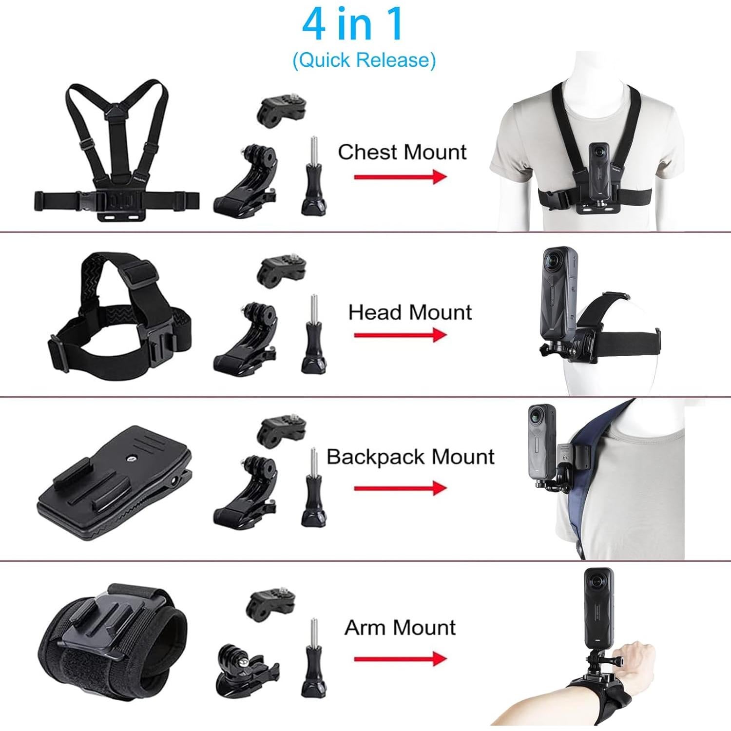 Kit de Accesorios para Cámaras de Acción Pellking - Insta360 y GoPro