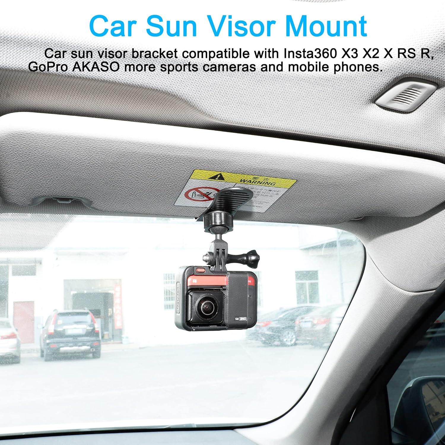 Car Sun Visor Mount VLOG/Video Holder for iPhone Samsung Cell Phone GoPro 13 12 10 9 8 7 6 Insta360 X5 X4 X3 X2 X RS R AKASO DJI Osmo Action 5 4 3 2 Camera and Accessories