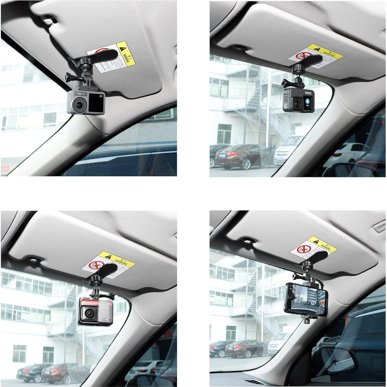 Car Sun Visor Mount VLOG/Video Holder for iPhone Samsung Cell Phone GoPro 13 12 10 9 8 7 6 Insta360 X5 X4 X3 X2 X RS R AKASO DJI Osmo Action 5 4 3 2 Camera and Accessories