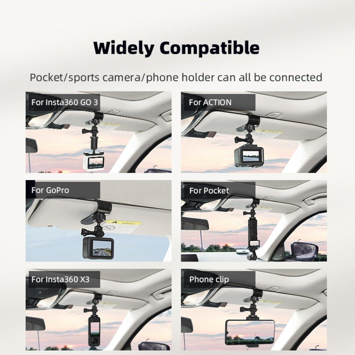 Soporte de Visera Solar para Coche Flymile CV1 - Compatible con GoPro e Insta360