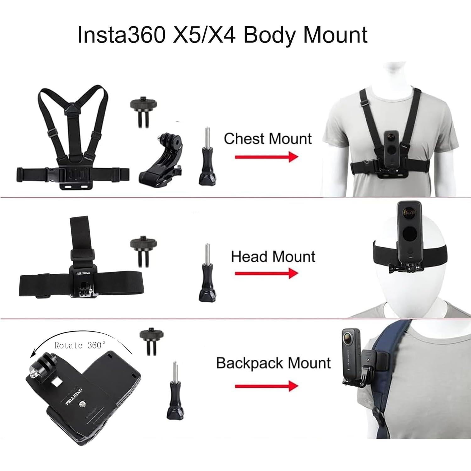 Accesorios para Motocicleta PellKing Insta360 X5/X4 - Funda, Montajes