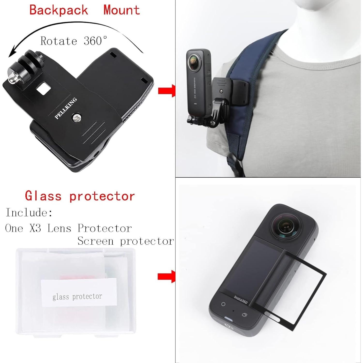 Accesorios para Motocicleta PellKing Insta360 X5/X4 - Funda, Montajes