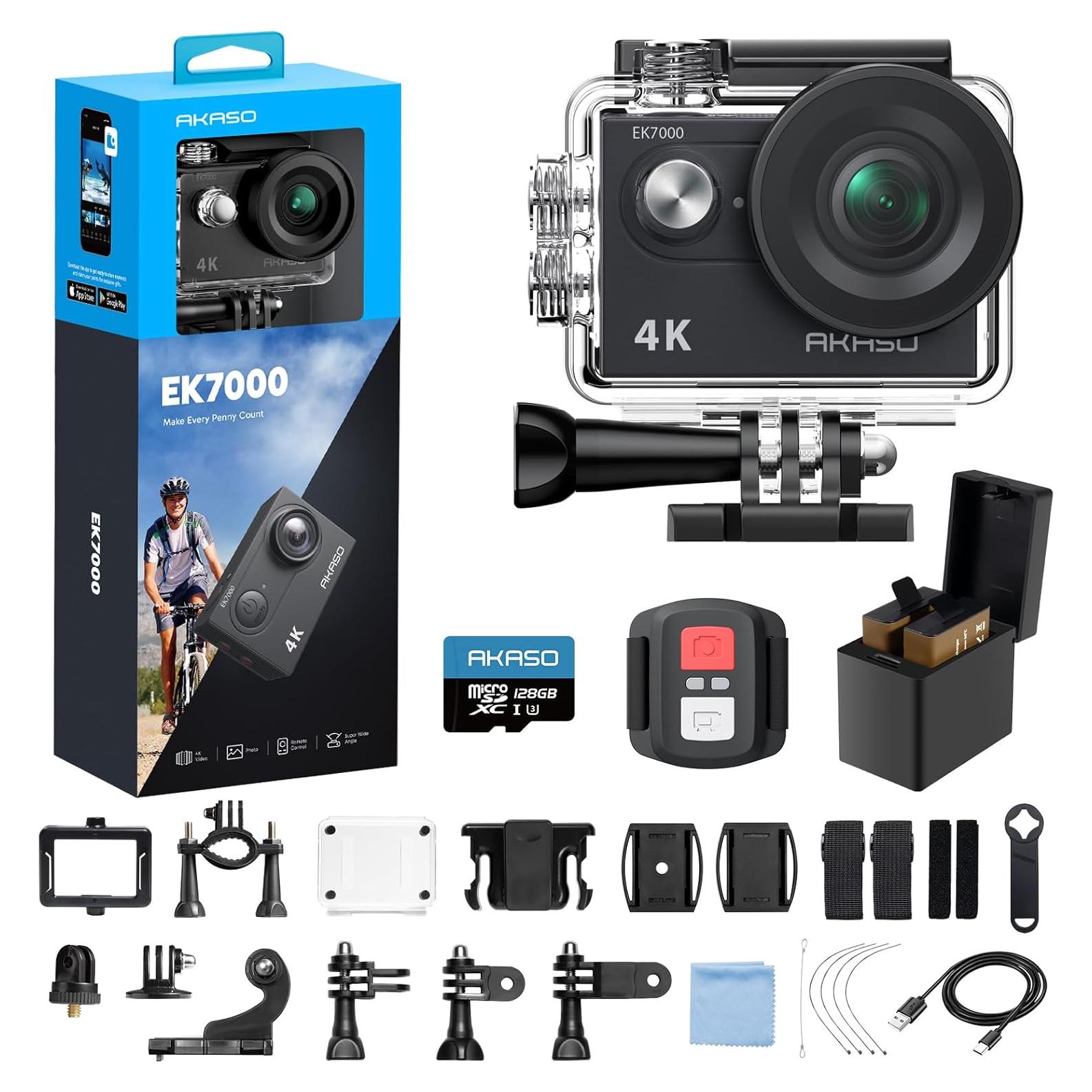Cámara de acción AKASO EK7000 4K 30fps con tarjeta 128GB