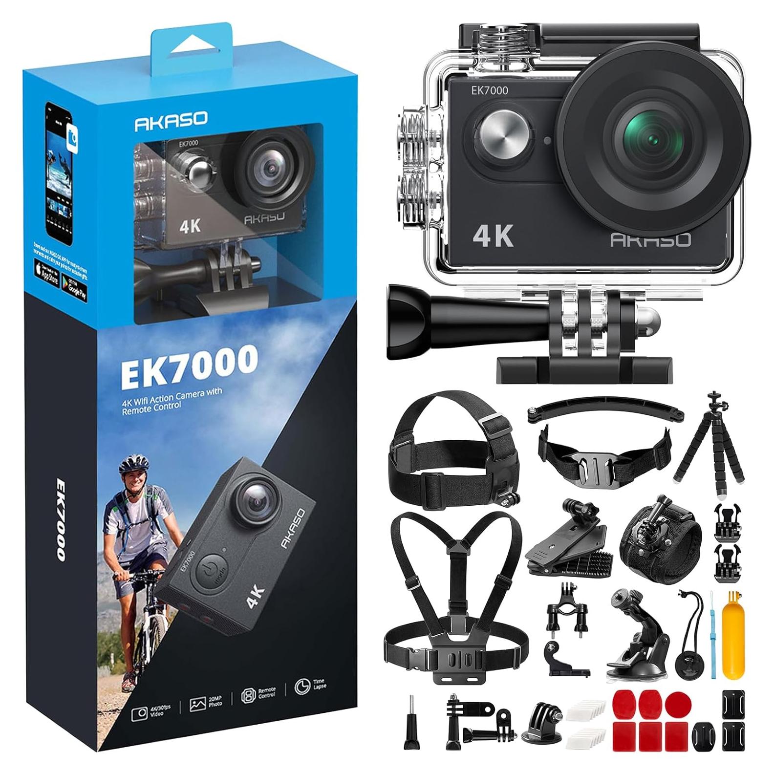 Cámara de Acción AKASO EK7000 4K 20MP con Accesorios 42 en 1