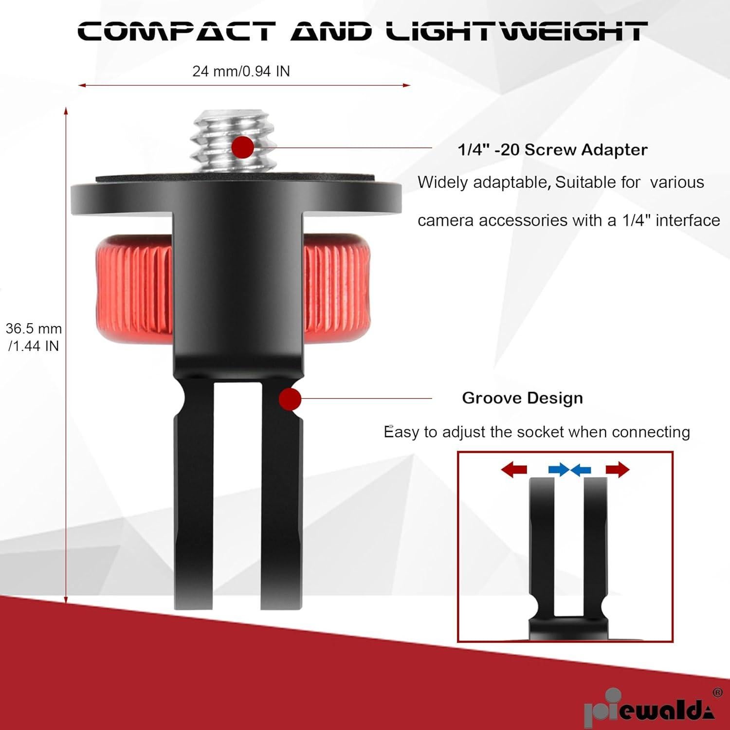 Adaptador de Montaje de Aluminio Liveda 1/4" para GoPro