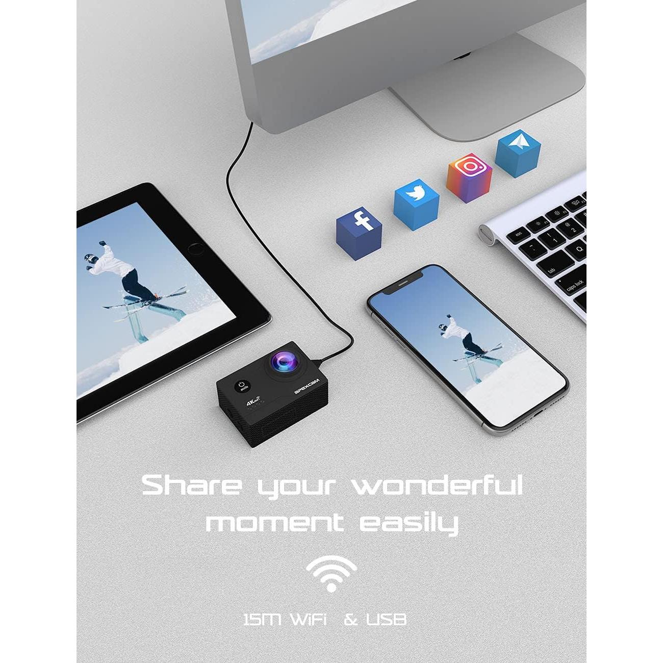 Cámara de Acción Apexcam M80AIR 4K 20MP con Tarjeta 64GB