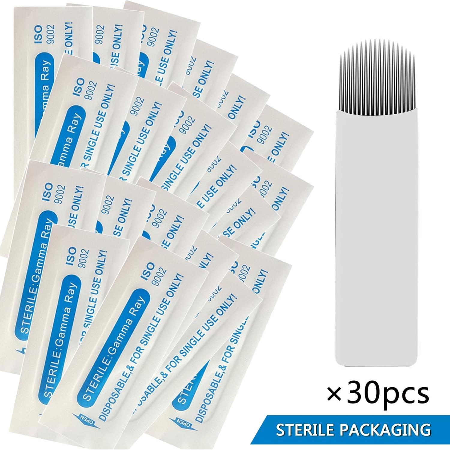 30 Agujas Desechables Microblading Kaiqikaixi 18U Estériles