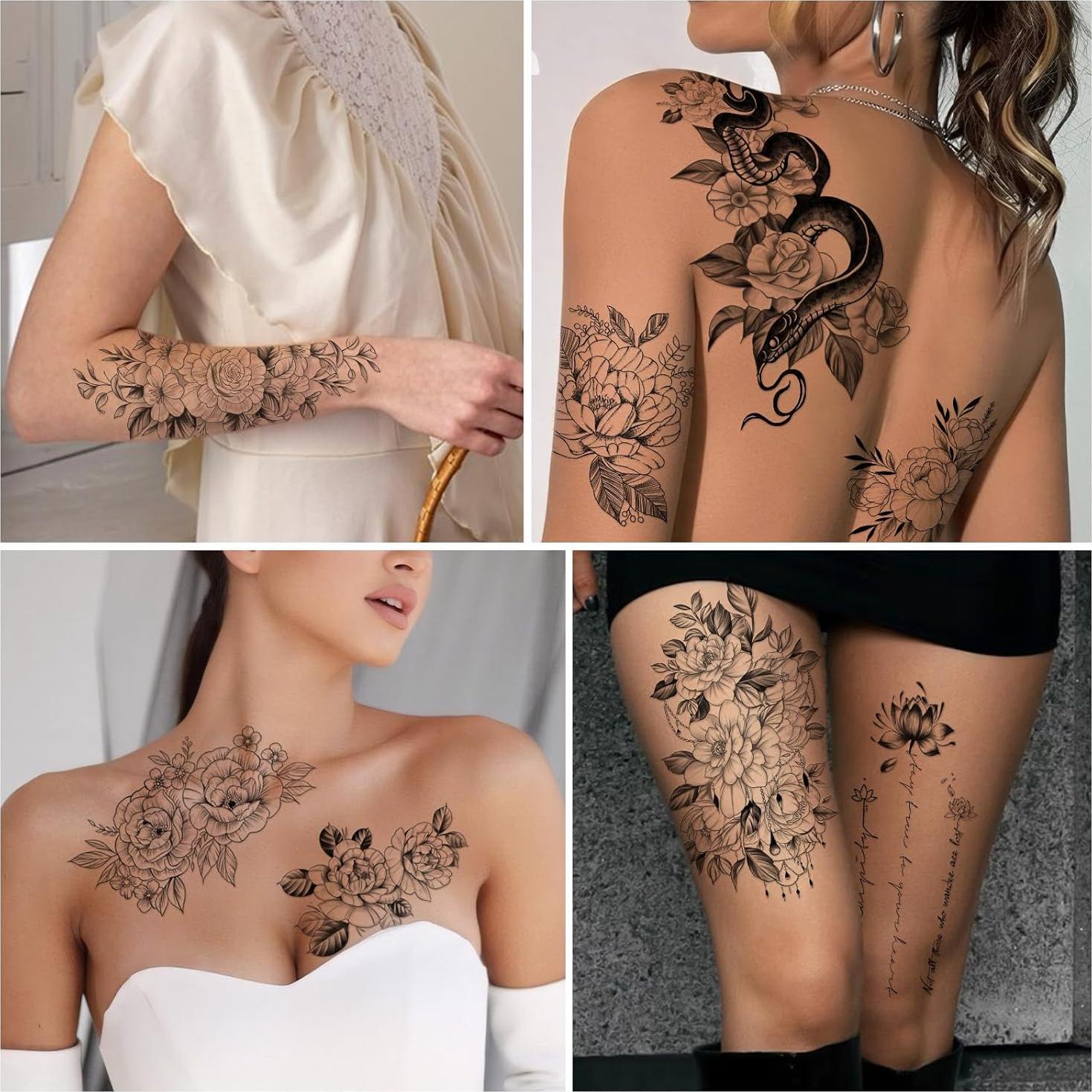 Tatuajes Temporales Impermeables Yazhiji - 49 Hojas de Flores