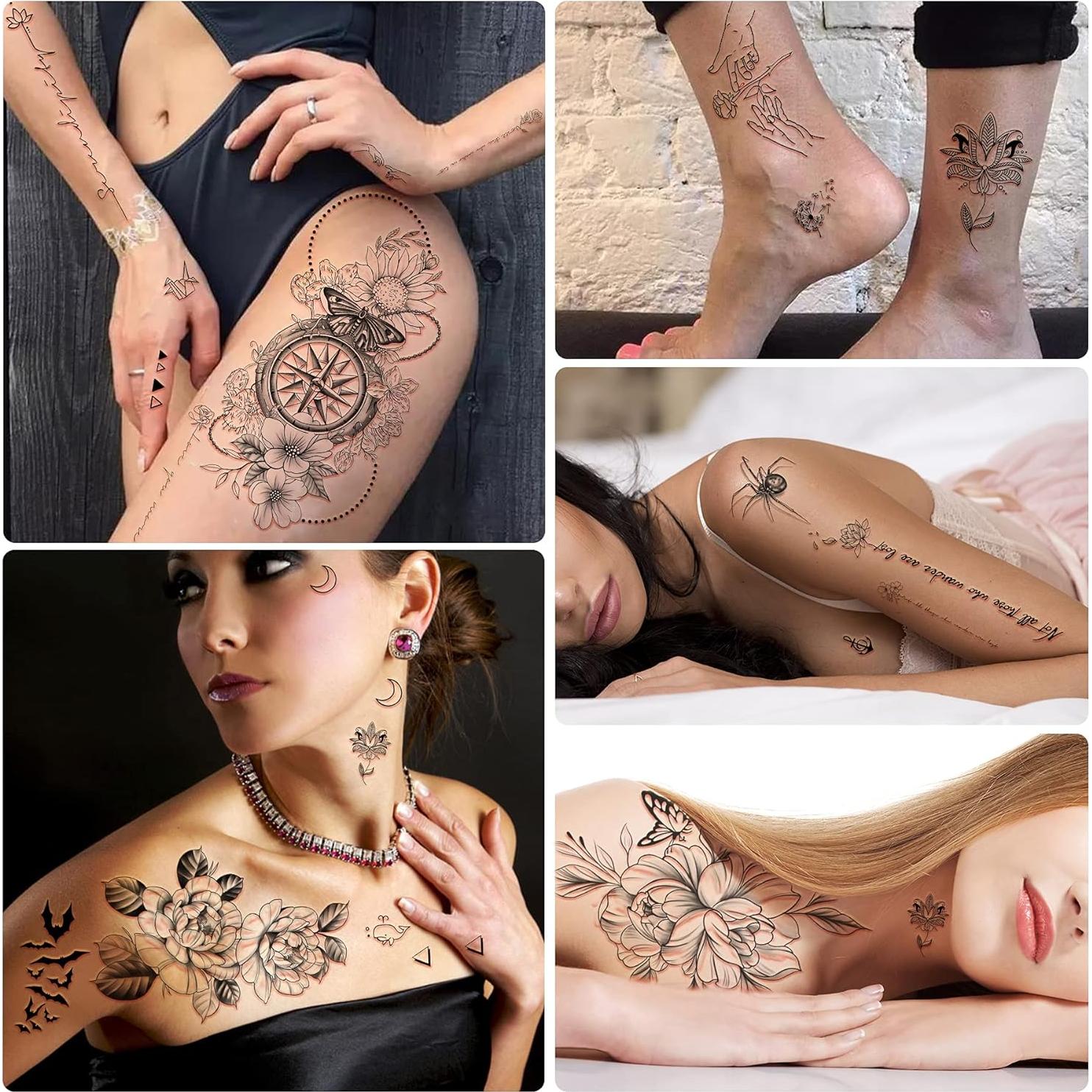 Tatuajes Temporales Impermeables Yazhiji - 49 Hojas de Flores