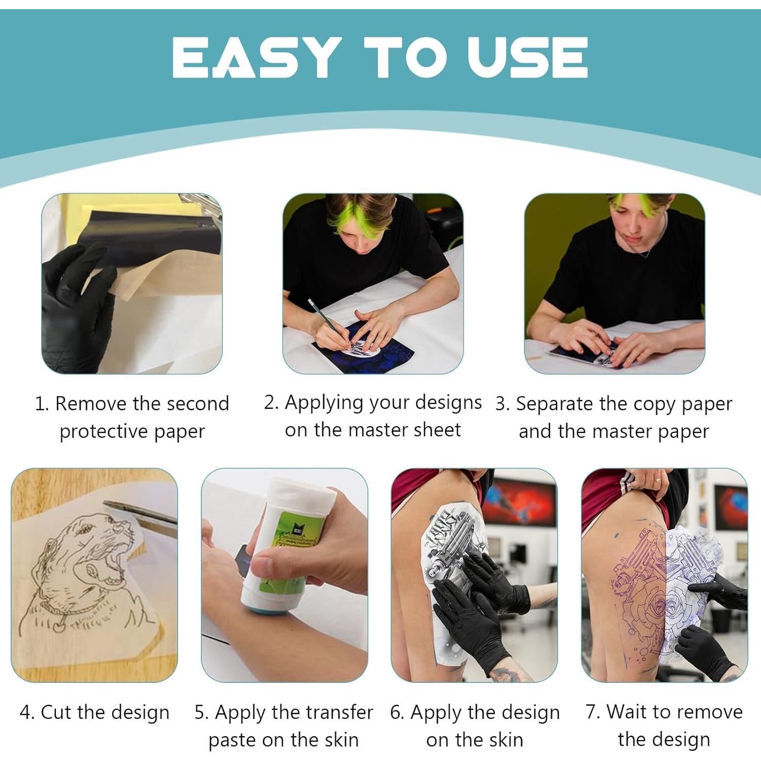 Kit de Tatuaje WZPB - 5 Pieles Práctica 13.97x19.05cm y 20 Papeles A4