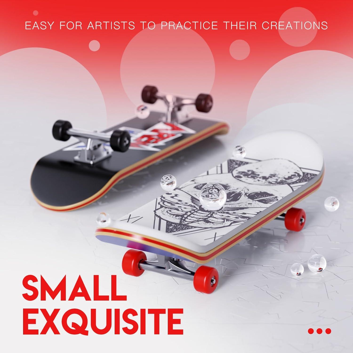 Tattoo Kit 3-Pack Practice Skins, Fingerboard Mini Skatebords Collectible & Customizable, Tattoo Studio Gift, Beginners Play 006