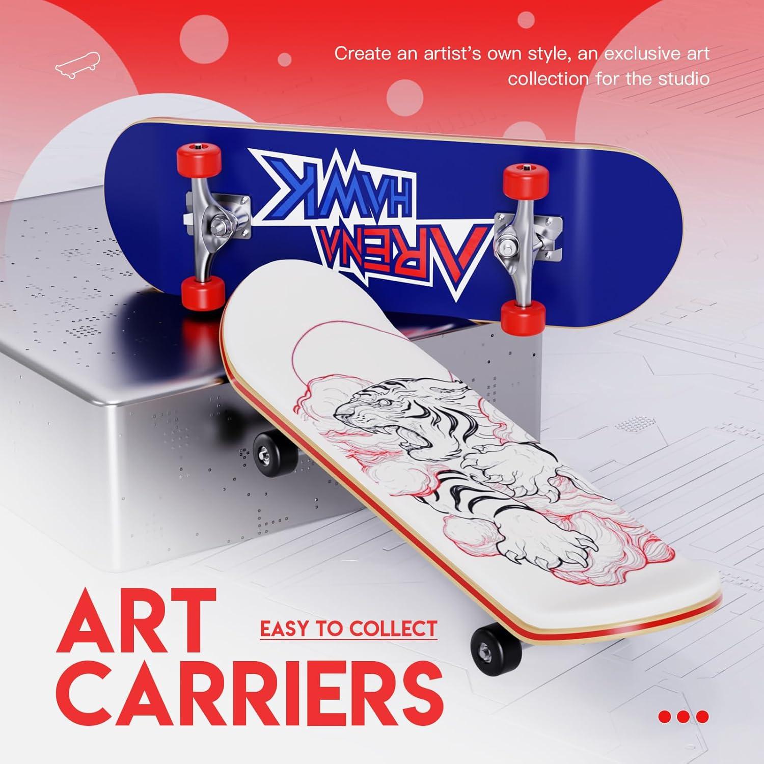 Tattoo Kit 3-Pack Practice Skins, Fingerboard Mini Skatebords Collectible & Customizable, Tattoo Studio Gift, Beginners Play 006